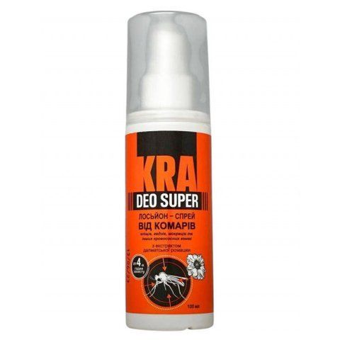 Лосьйон-спрей "KRA" Deo Super  від комарів з екстрактом долматинської ромашки 100 мл. 4820176000279 фото